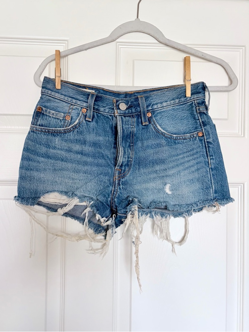 Levi’s 501 True Blue Denim Shorts — Size 24